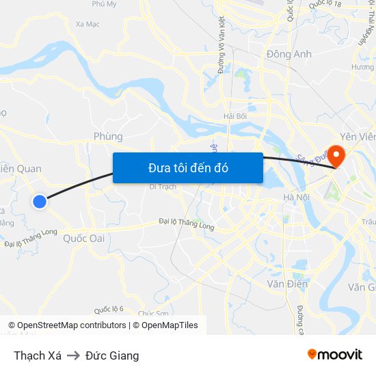 Thạch Xá to Đức Giang map