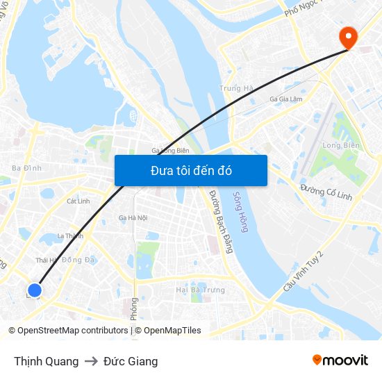 Thịnh Quang to Đức Giang map