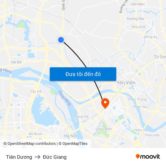 Tiên Dương to Đức Giang map