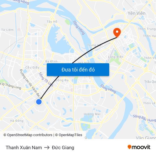Thanh Xuân Nam to Đức Giang map