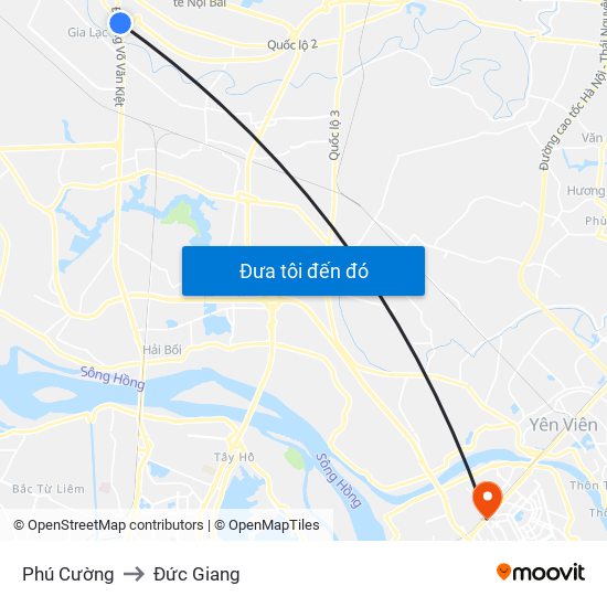 Phú Cường to Đức Giang map