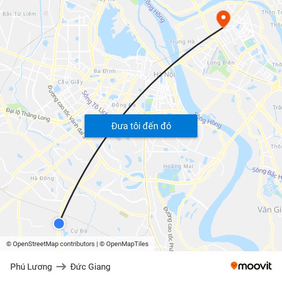 Phú Lương to Đức Giang map