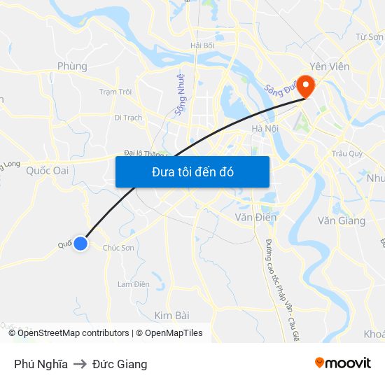 Phú Nghĩa to Đức Giang map