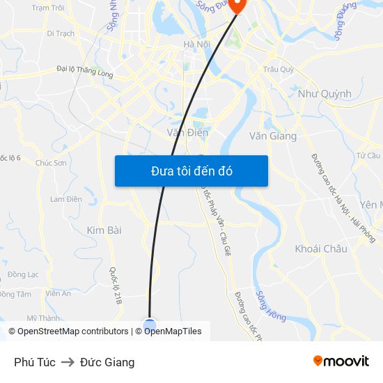 Phú Túc to Đức Giang map