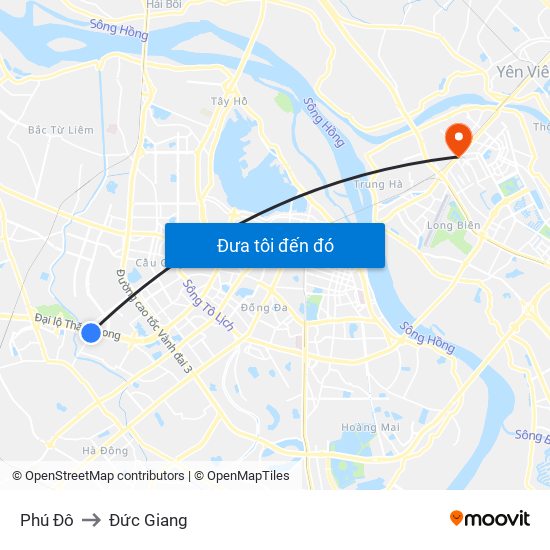 Phú Đô to Đức Giang map