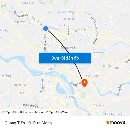 Quang Tiến to Đức Giang map