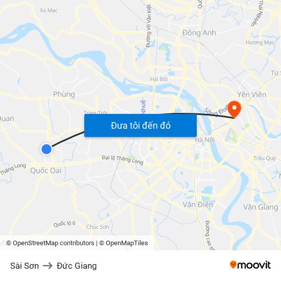 Sài Sơn to Đức Giang map