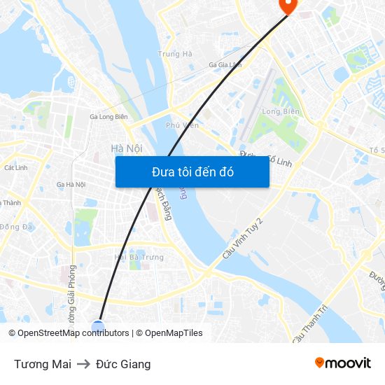 Tương Mai to Đức Giang map