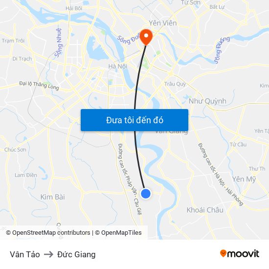 Vân Tảo to Đức Giang map
