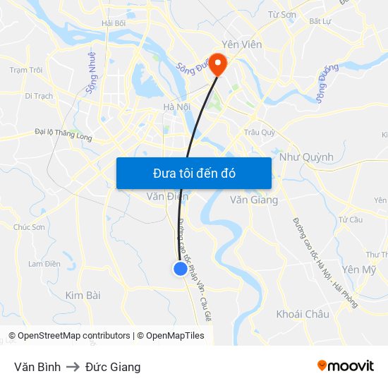 Văn Bình to Đức Giang map