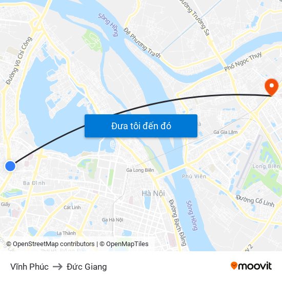 Vĩnh Phúc to Đức Giang map