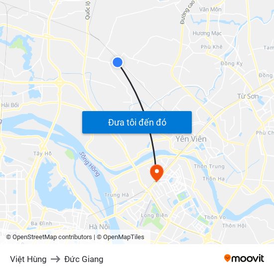 Việt Hùng to Đức Giang map