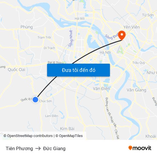 Tiên Phương to Đức Giang map