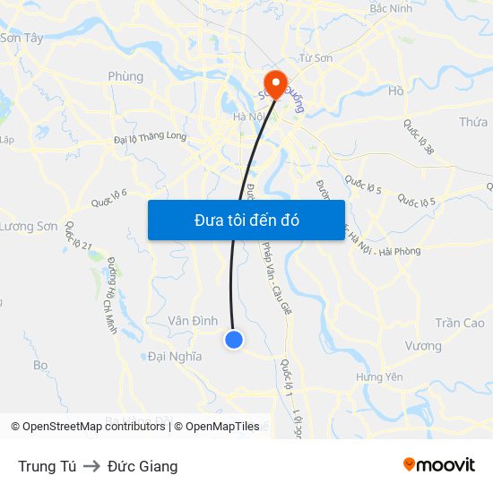 Trung Tú to Đức Giang map