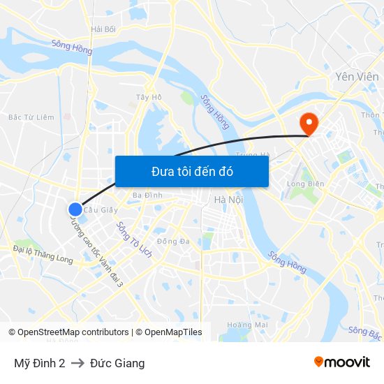 Mỹ Đình 2 to Đức Giang map