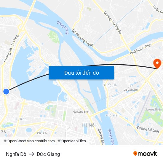 Nghĩa Đô to Đức Giang map