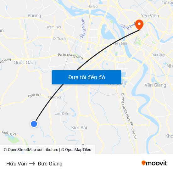 Hữu Văn to Đức Giang map