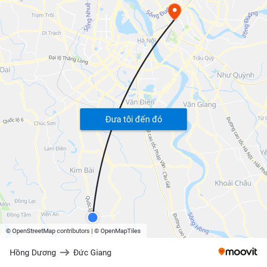 Hồng Dương to Đức Giang map