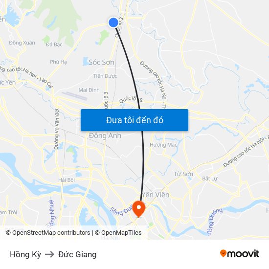 Hồng Kỳ to Đức Giang map