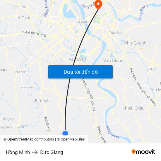 Hồng Minh to Đức Giang map
