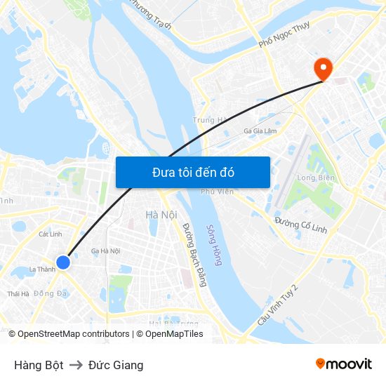 Hàng Bột to Đức Giang map