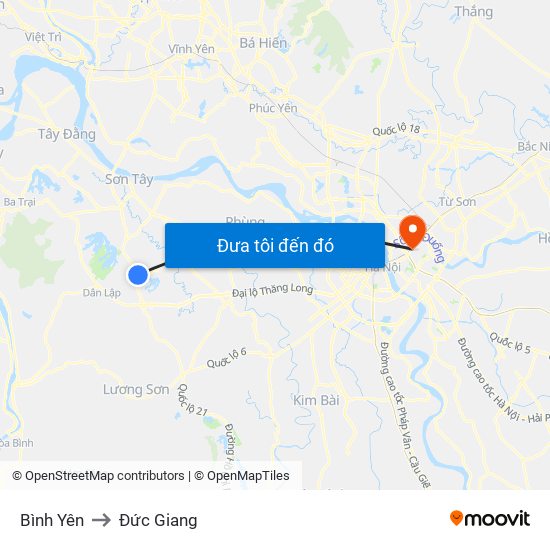Bình Yên to Đức Giang map
