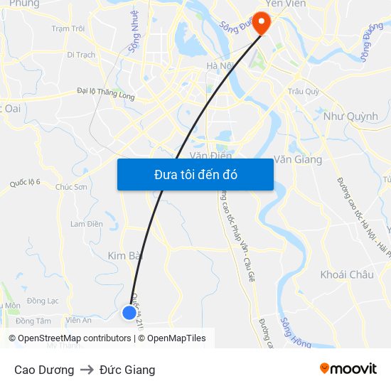 Cao Dương to Đức Giang map