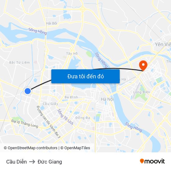 Cầu Diễn to Đức Giang map