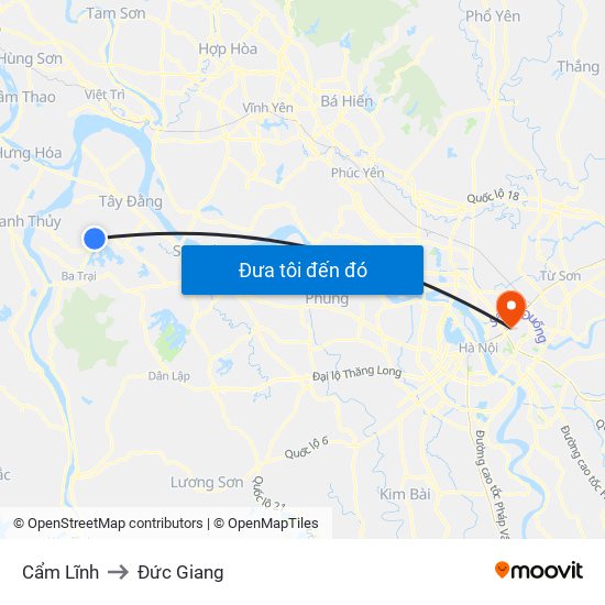 Cẩm Lĩnh to Đức Giang map