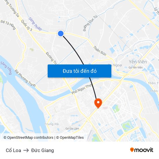Cổ Loa to Đức Giang map