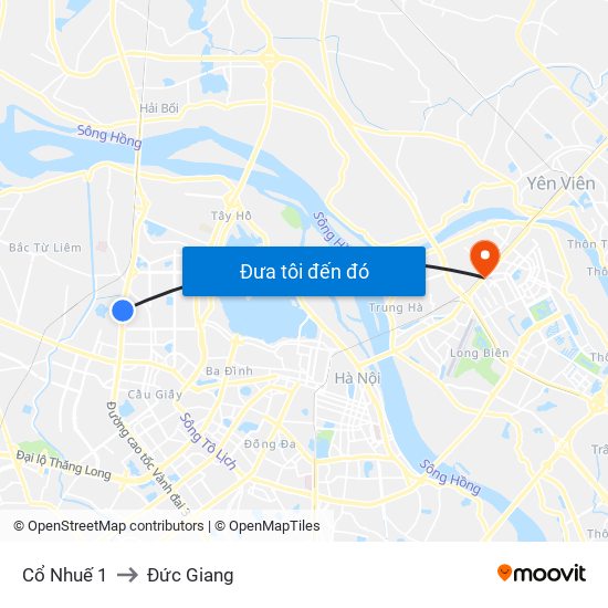 Cổ Nhuế 1 to Đức Giang map