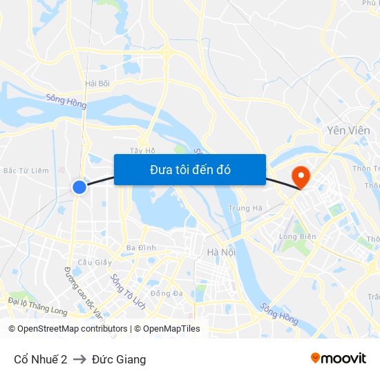 Cổ Nhuế 2 to Đức Giang map