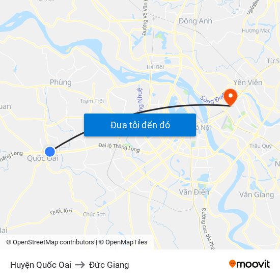 Huyện Quốc Oai to Đức Giang map