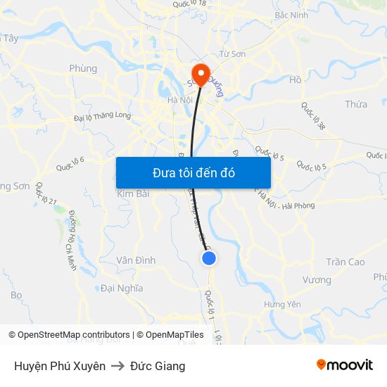Huyện Phú Xuyên to Đức Giang map
