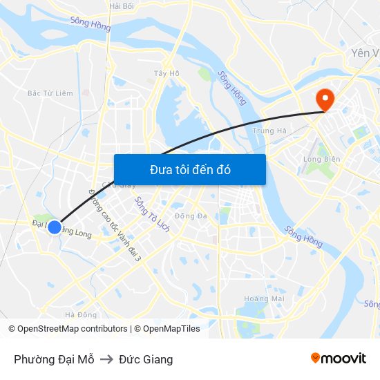 Phường Đại Mỗ to Đức Giang map