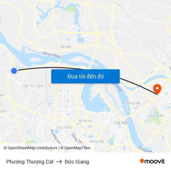 Phường Thượng Cát to Đức Giang map