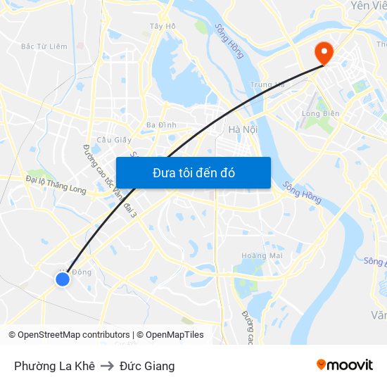 Phường La Khê to Đức Giang map