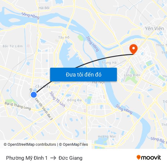 Phường Mỹ Đình 1 to Đức Giang map