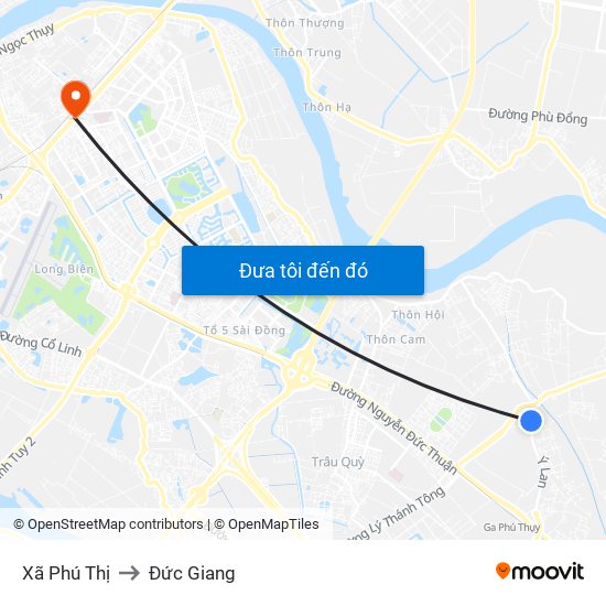 Xã Phú Thị to Đức Giang map