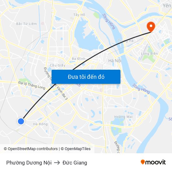 Phường Dương Nội to Đức Giang map