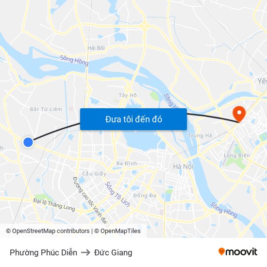 Phường Phúc Diễn to Đức Giang map