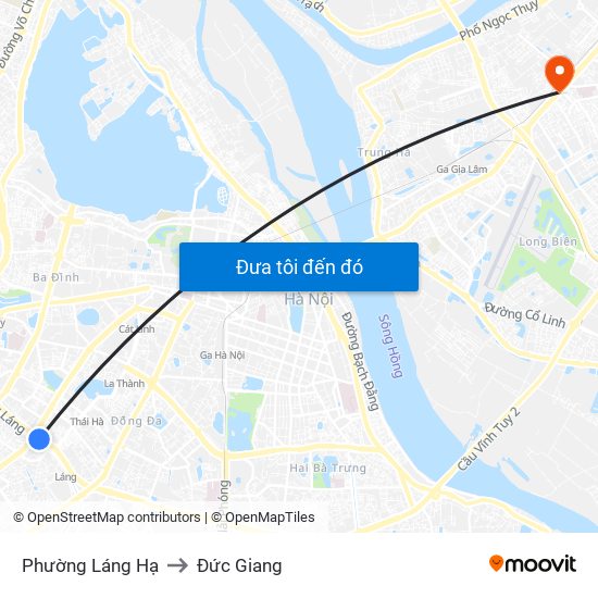 Phường Láng Hạ to Đức Giang map