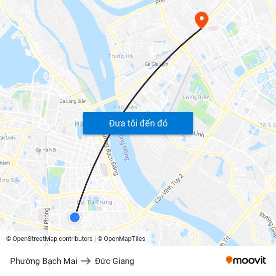 Phường Bạch Mai to Đức Giang map