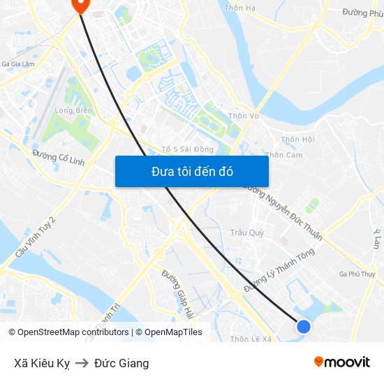 Xã Kiêu Kỵ to Đức Giang map