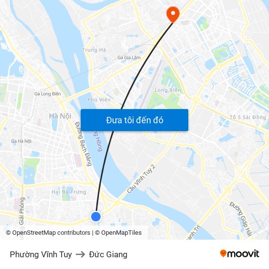 Phường Vĩnh Tuy to Đức Giang map