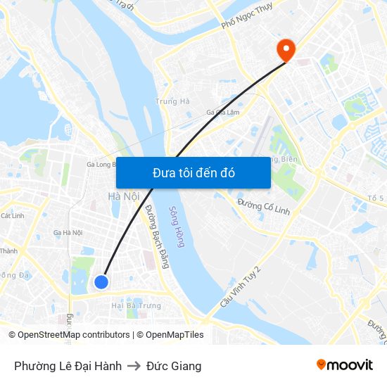 Phường Lê Đại Hành to Đức Giang map