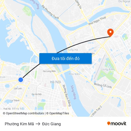 Phường Kim Mã to Đức Giang map