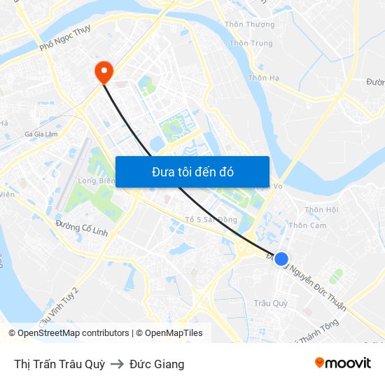 Thị Trấn Trâu Quỳ to Đức Giang map