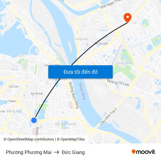 Phường Phương Mai to Đức Giang map