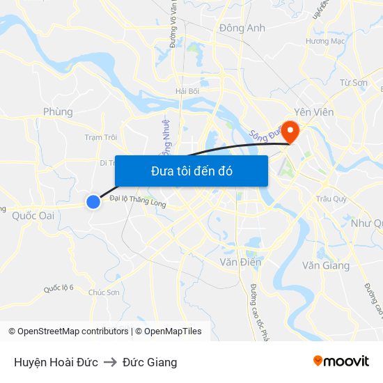 Huyện Hoài Đức to Đức Giang map